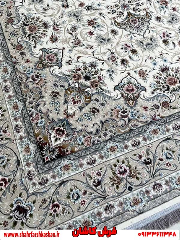 طرح مدیسا فرش ماشینی کرم 1200 تراکم 3600 گل برجسته — تصویر ۲