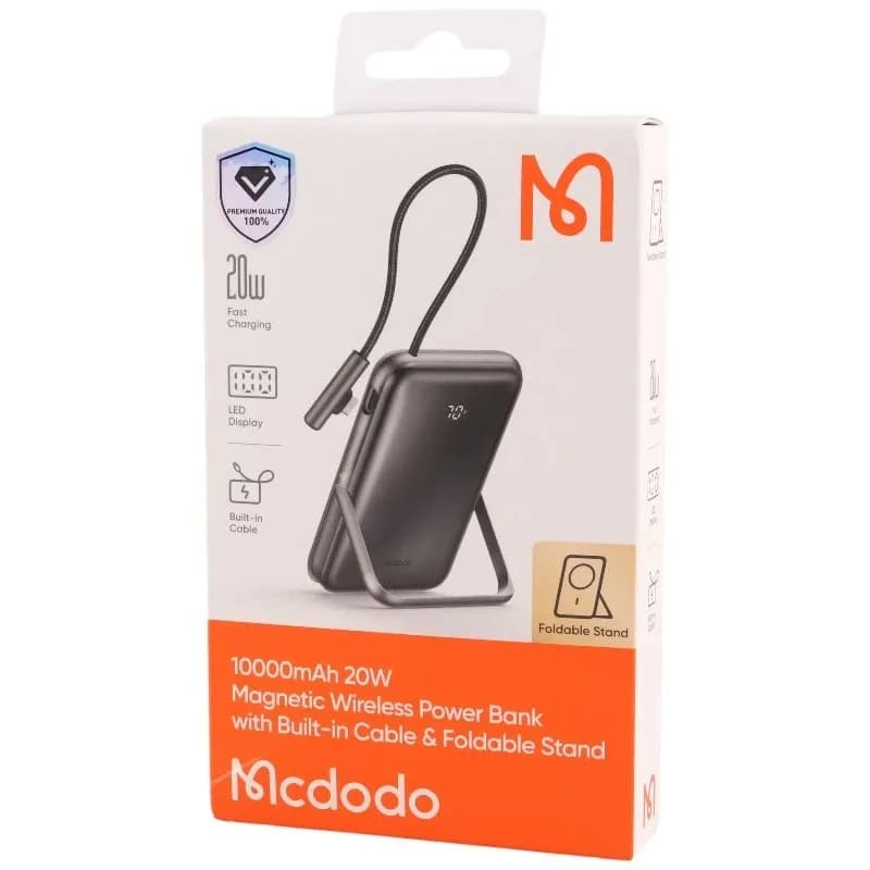 پاوربانک وایرلس 10000 مگنتی مک دودو Mcdodo MC-1811 توان 20 وات دارای کابل متصل و استند — تصویر ۲