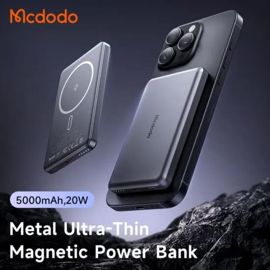 پاوربانک فوق نازک وایرلس 5000 مگنتی مک دودو Mcdodo MC-464 Metal Ultra Thin توان 20 وات — تصویر ۴