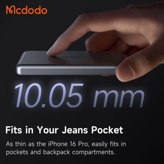 پاوربانک فوق نازک وایرلس 5000 مگنتی مک دودو Mcdodo MC-464 Metal Ultra Thin توان 20 وات — تصویر ۳