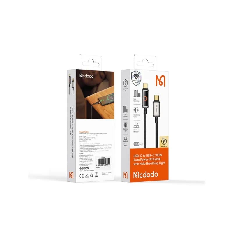 کابل Type-C به Type-C مک دودو Mcdodo CA-6680 طول 1.2 متر توان 100 وات — تصویر ۳