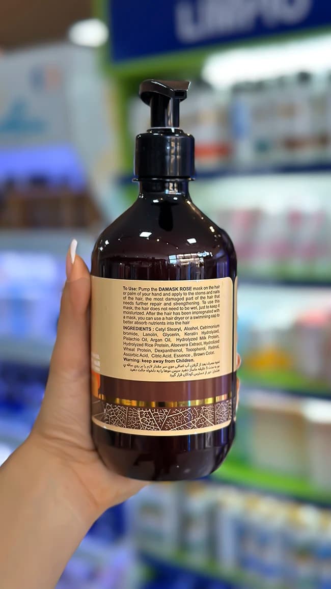 ماسک مو خارج از حمام داماسک رز rose آرگان (بدون آبکشی و فری سولفات) — تصویر ۲