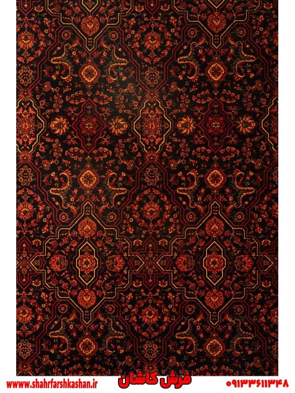 فرش مشکی قرمز 700 شانه طرح سنتی نقشه نیکلاس — تصویر ۲
