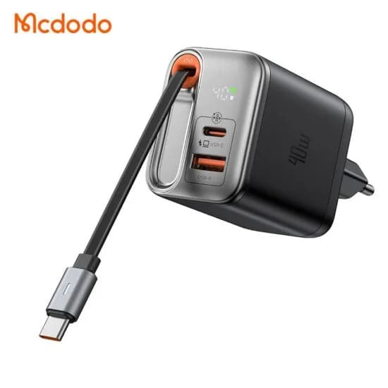 شارژر دیواری 2 پورت مک دودو Mcdodo CH-428 FreeGo GaN توان 40 وات همراه با کابل متصل — تصویر ۴