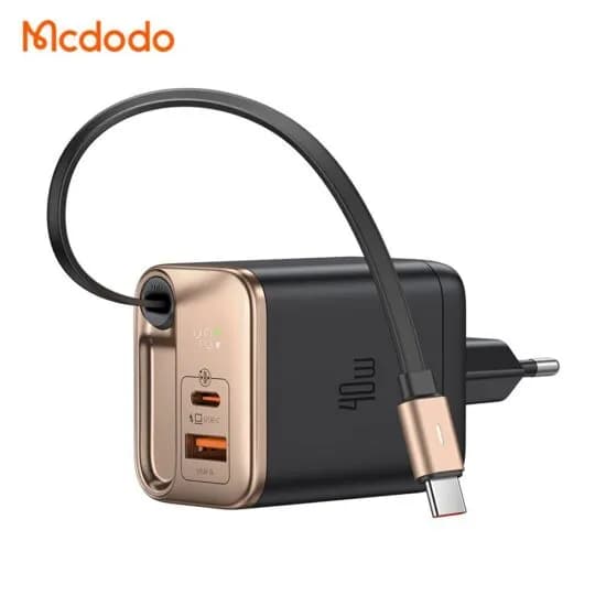 شارژر دیواری 2 پورت مک دودو Mcdodo CH-428 FreeGo GaN توان 40 وات همراه با کابل متصل — تصویر ۵