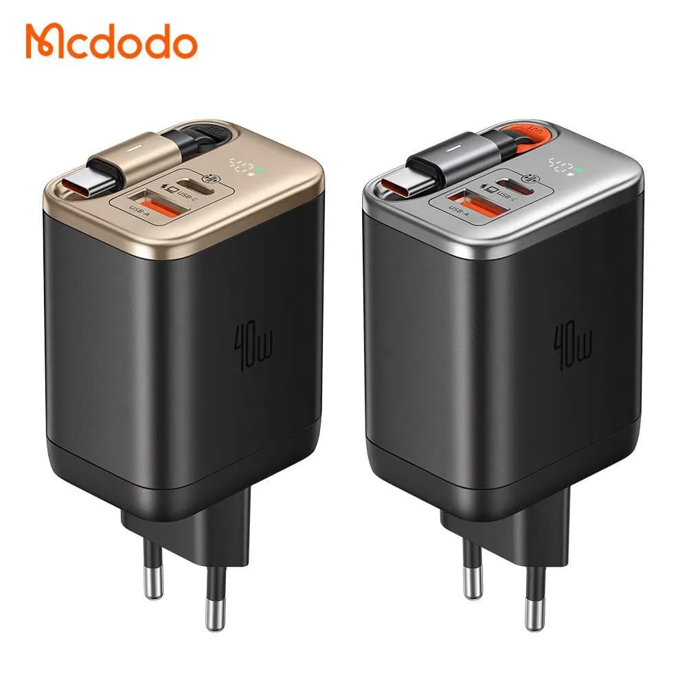 شارژر دیواری 2 پورت مک دودو Mcdodo CH-428 FreeGo GaN توان 40 وات همراه با کابل متصل