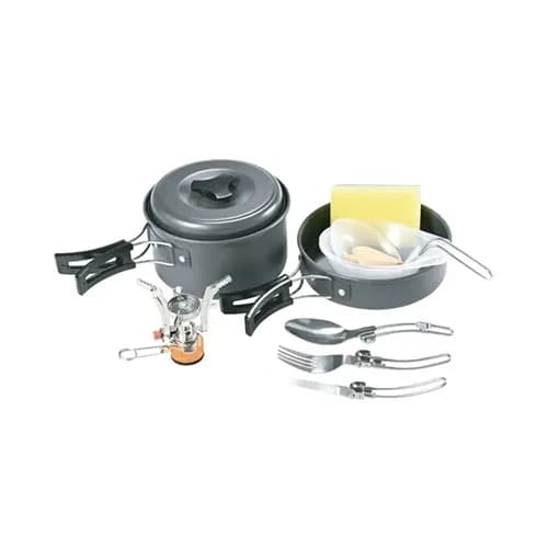 ست وسایل و گاز آشپزی کمپینگ گرین لاین Green Lion 10 In 1 Camping Cookware GN10N1COOKBK