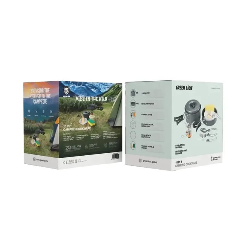 ست وسایل و گاز آشپزی کمپینگ گرین لاین Green Lion 10 In 1 Camping Cookware GN10N1COOKBK — تصویر ۳