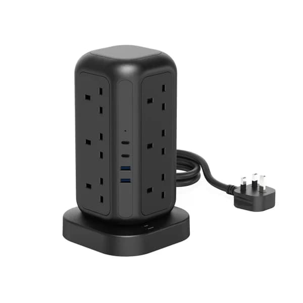 چند راهی برق و شارژر پاورولوژی Powerology 12 Socket GaN Tower Hub PWCUQC025 دارای 4 پورت — تصویر ۳