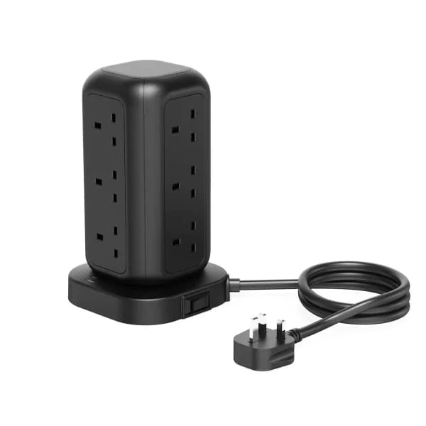 چند راهی برق و شارژر پاورولوژی Powerology 12 Socket GaN Tower Hub PWCUQC025 دارای 4 پورت