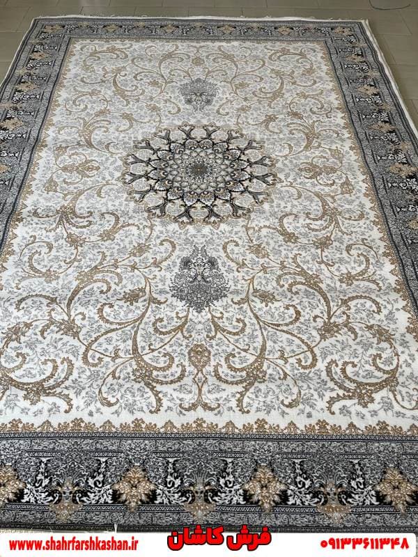 فرش کرم طلایی افشان طرح تلناز