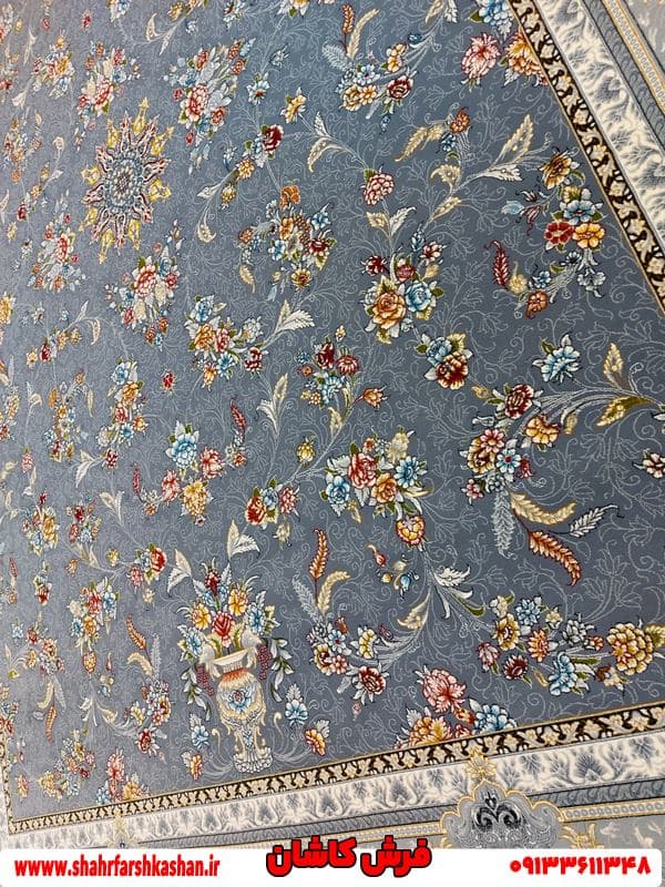 فرش کاشان مدل افشان دودی 700 شانه مدل کارن — تصویر ۳