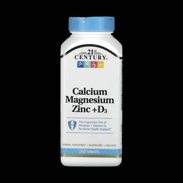قرص کلسیم منیزیم زینک و ویتامین دی 3 قرن بیست و یکم بسته 250 عددی (21st Century Calcium Magnesium Zinc D3 250 Tablets)