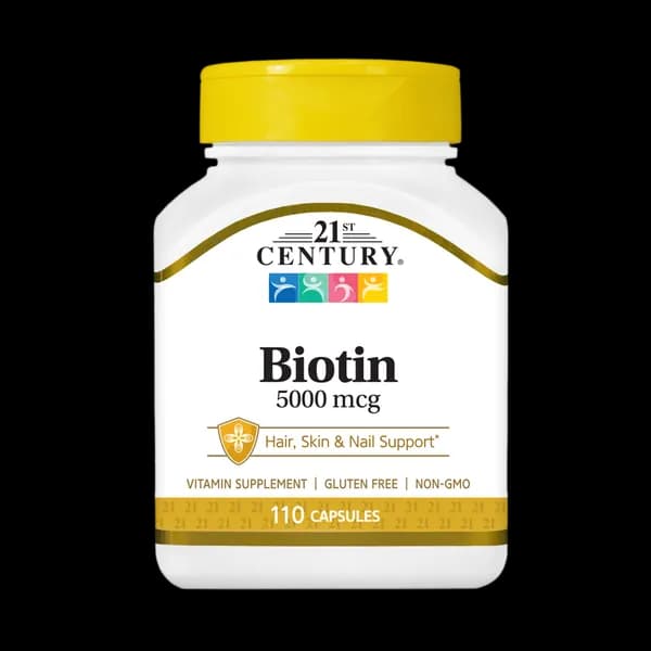 کپسول بیوتین 5000 میکروگرم قرن بیست و یکم بسته 110 عددی (21st Century Biotin 5000 mcg)
