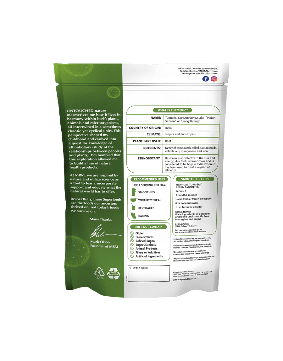 MRM Nutrition Superfoods Organic Turmeric Root Powder 6 oz (170 g) — تصویر ۲