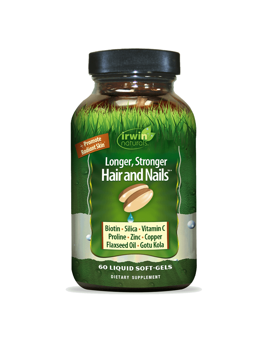 قرص سافت ژل تقویت‌کننده مو و ناخن ایروین نچرالز بسته 60 عددی (Irwin Naturals Longer Stronger Hair and Nails 60 Liquid Soft-Gels)