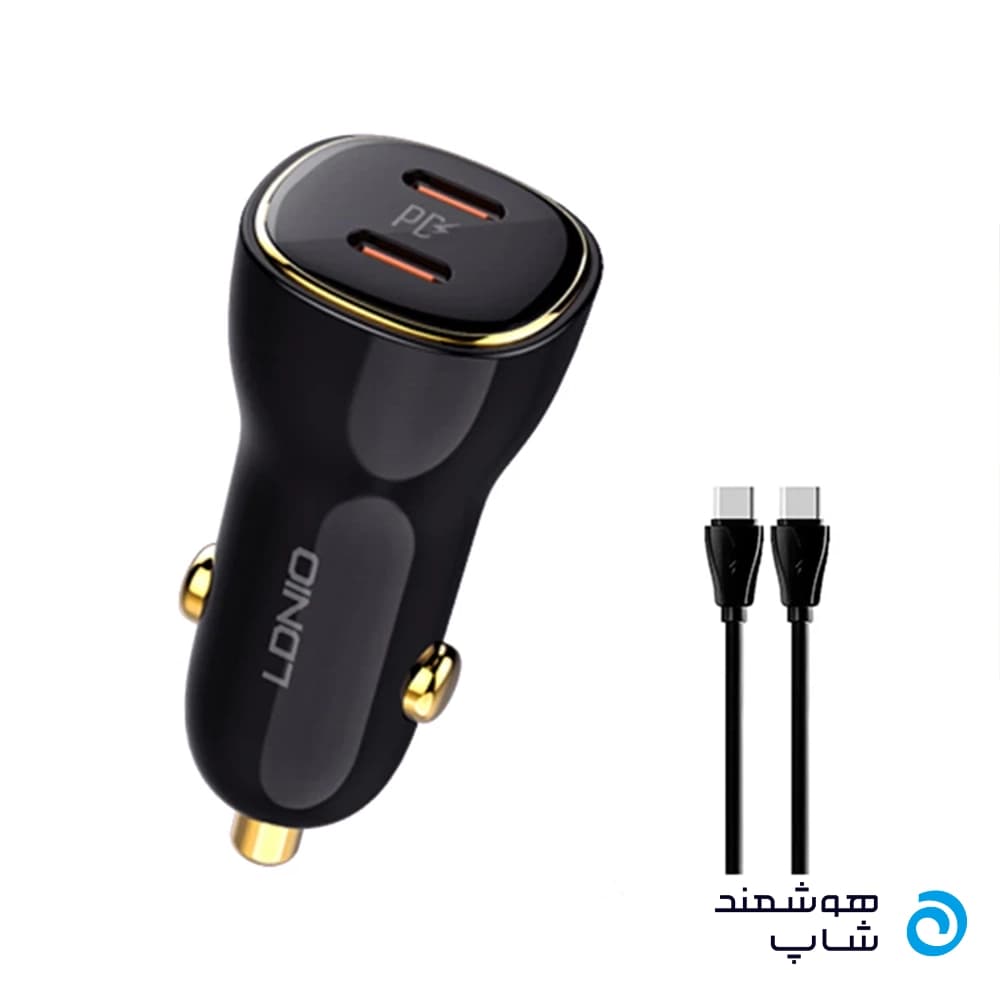 شارژر فندکی الدینیو LDNIO C104 توان 60 وات همراه با کابل