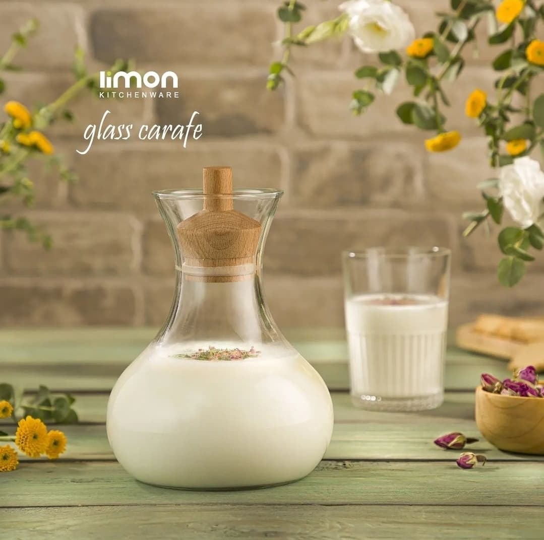 تنگ شیشه ای 950 میلی لیتر درب چوبی لیمون — تصویر ۲