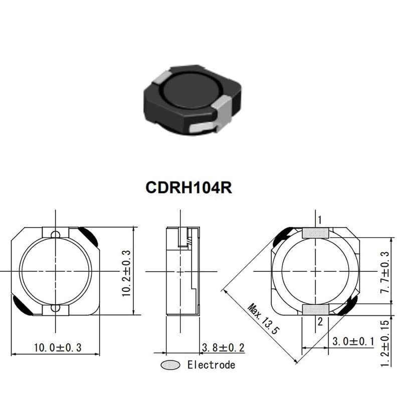 سلف 10 میکرو هانری 4.48A پکیج CDRH104R — تصویر ۲
