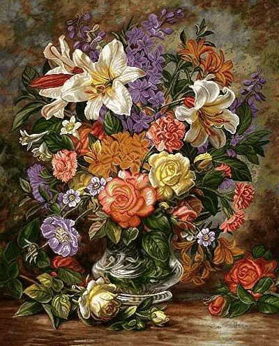 نخ و نقشه تابلوفرش طرح گل های تنهایی