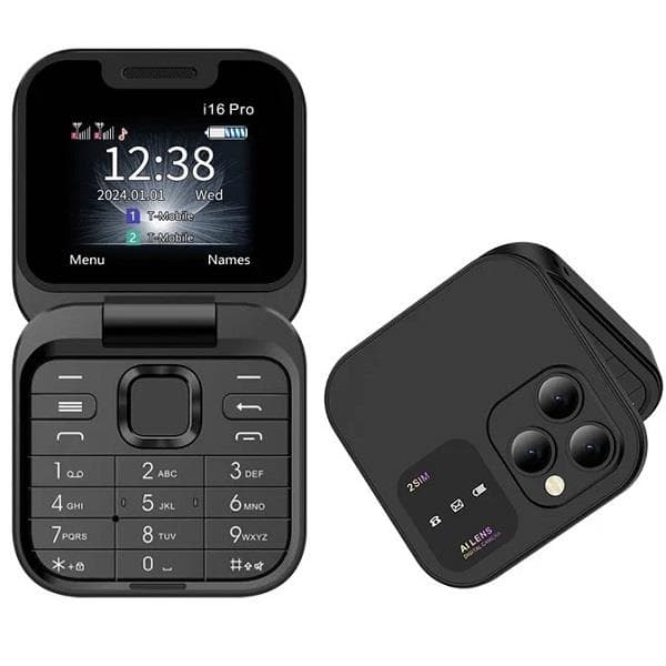 گوشی تاشو دکمه ای طرح اپل برند servo مدل i16 Pro | (رجیستر شده با کد فعال سازی) ( گارانتی 7روز تست و تعویض کالا)