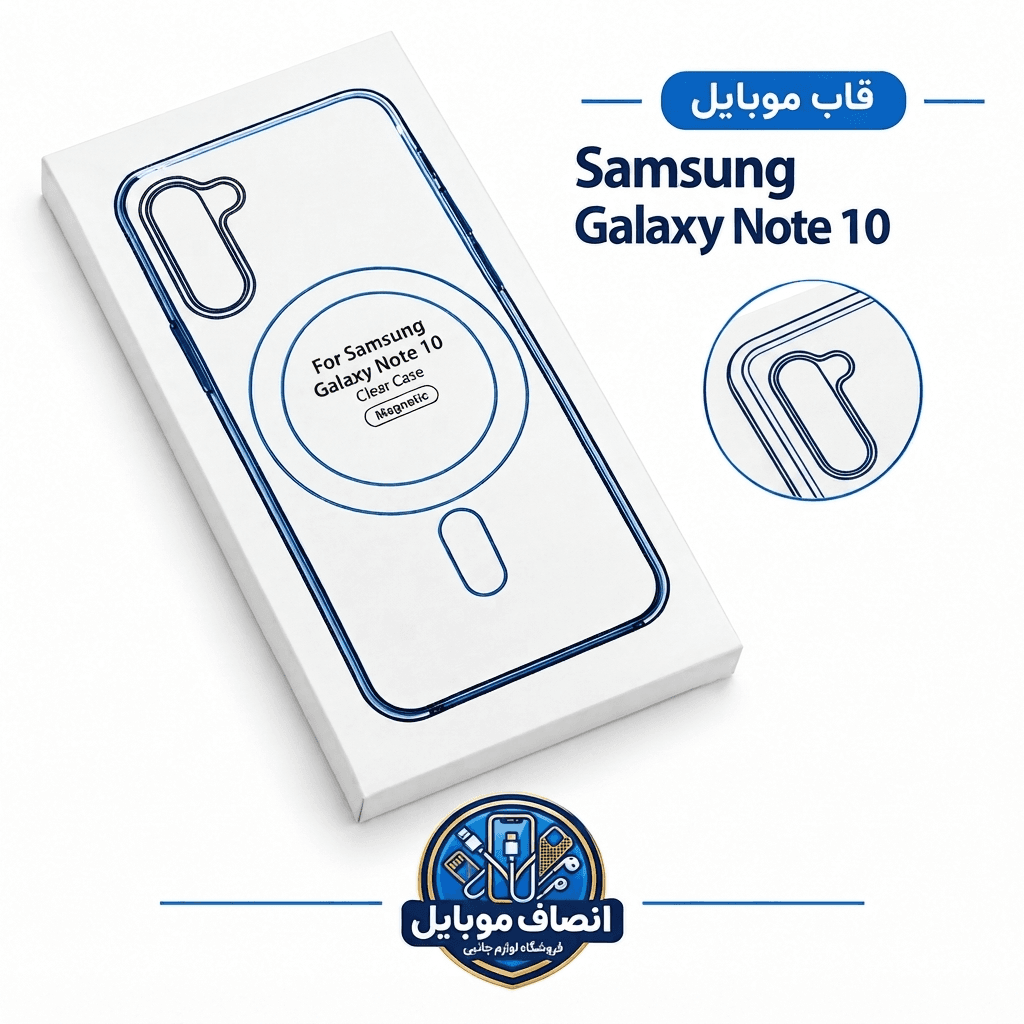 قاب شفاف مگ سیف اصلی بی رنگ سامسونگ – NOTE 10