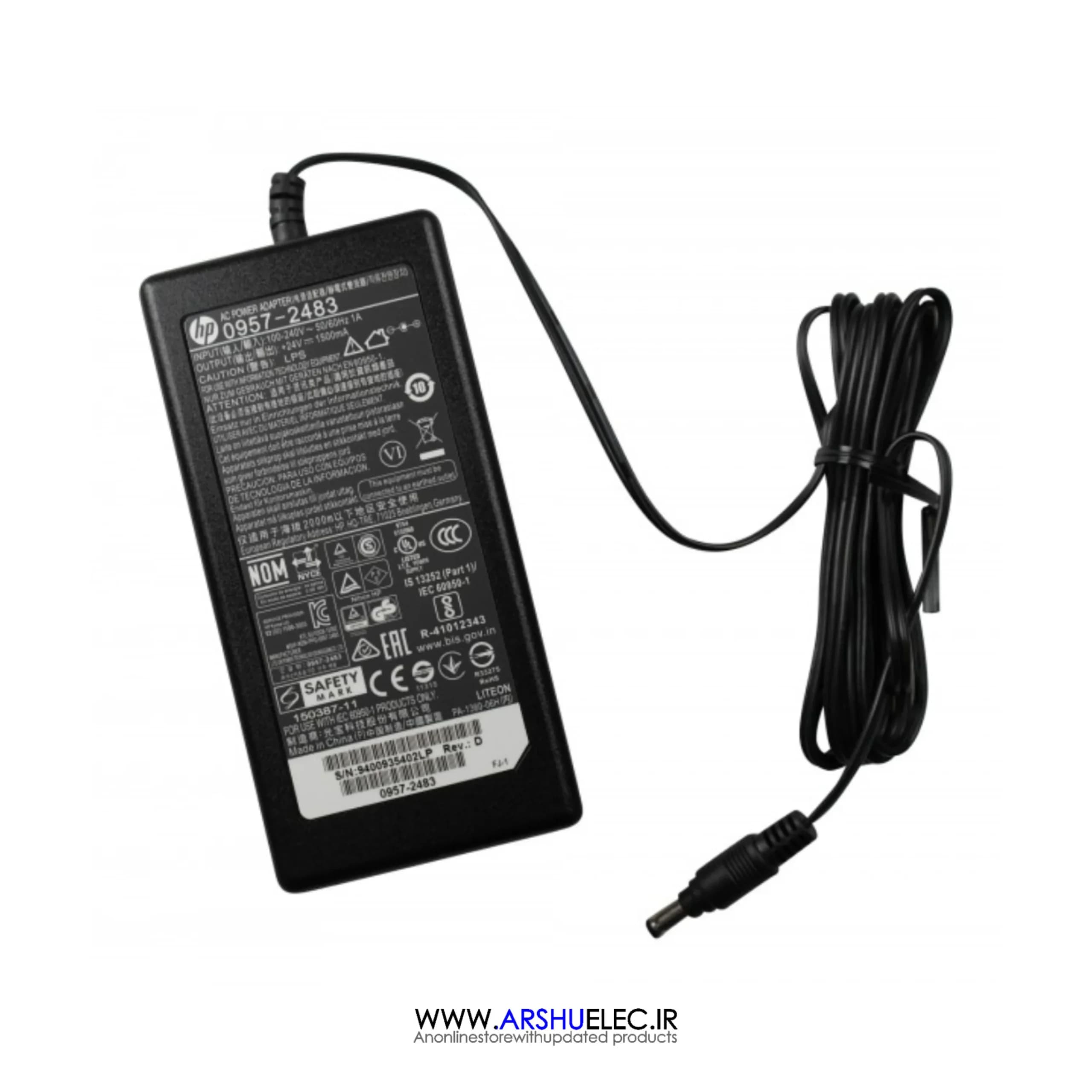 آداپتور 24 ولت 1.5 آمپر اچ پی مدل HP 0957-2483 مناسب پرینتر و اسکنر Deskjet و HP Officejet