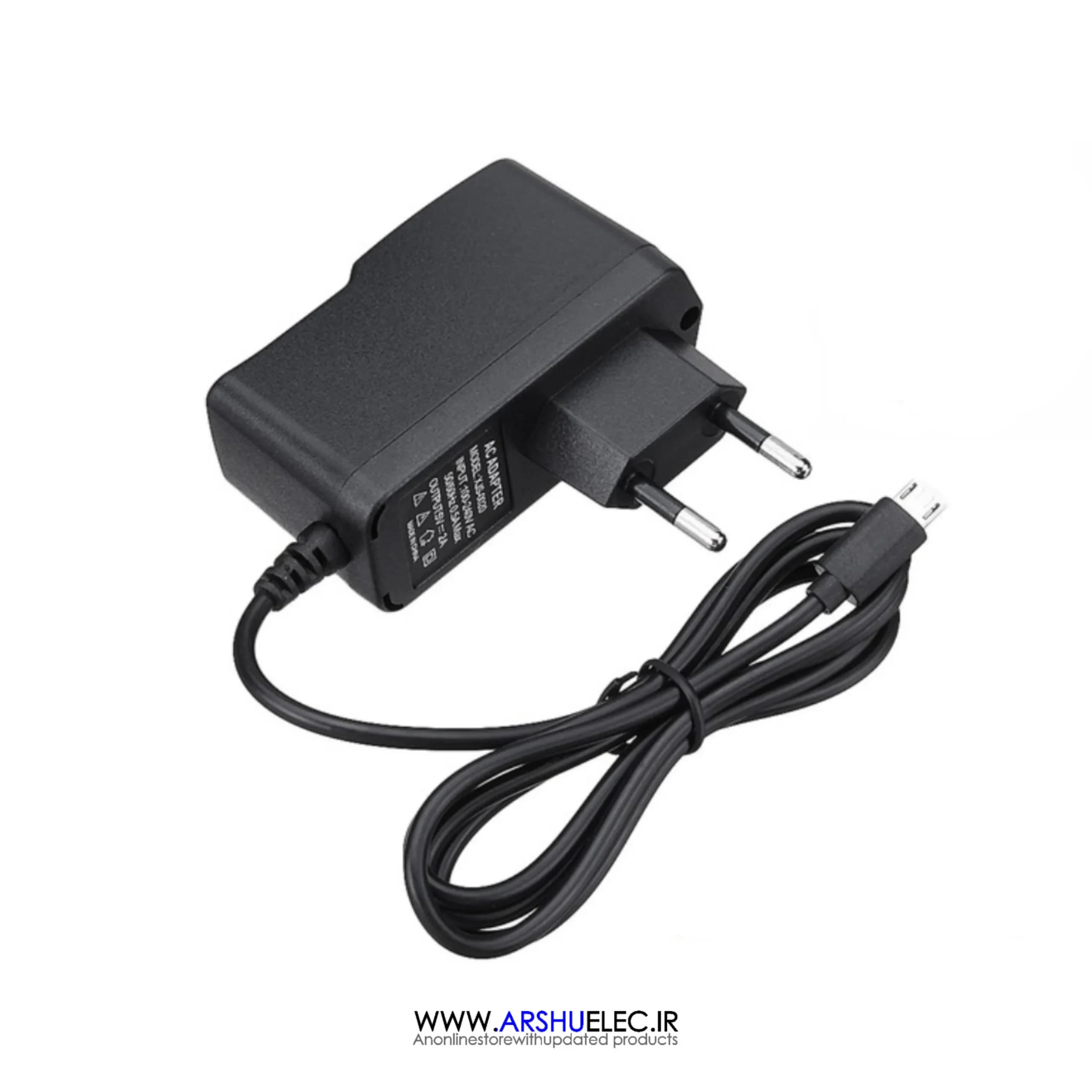 آداپتور 5 ولت 2 آمپر دیواری فیش اندروید میکرو یو اس بی | 5V 2A Micro USB Adapter