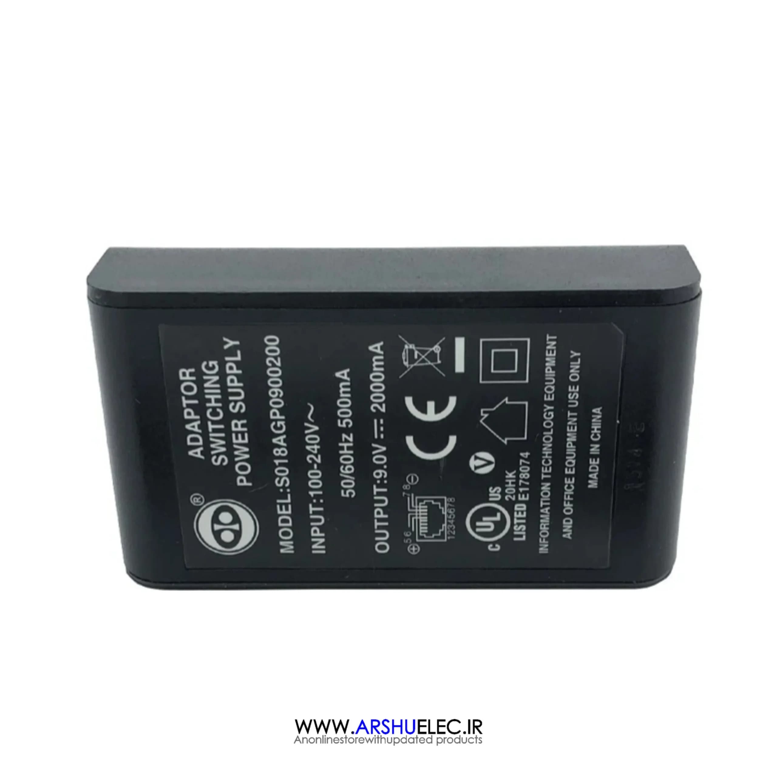 آداپتور 9 ولت 2 آمپر سوئیچینگ مدل S018AGP0900200 مناسب مودم و دستگاه های الکترونیکی — تصویر ۲