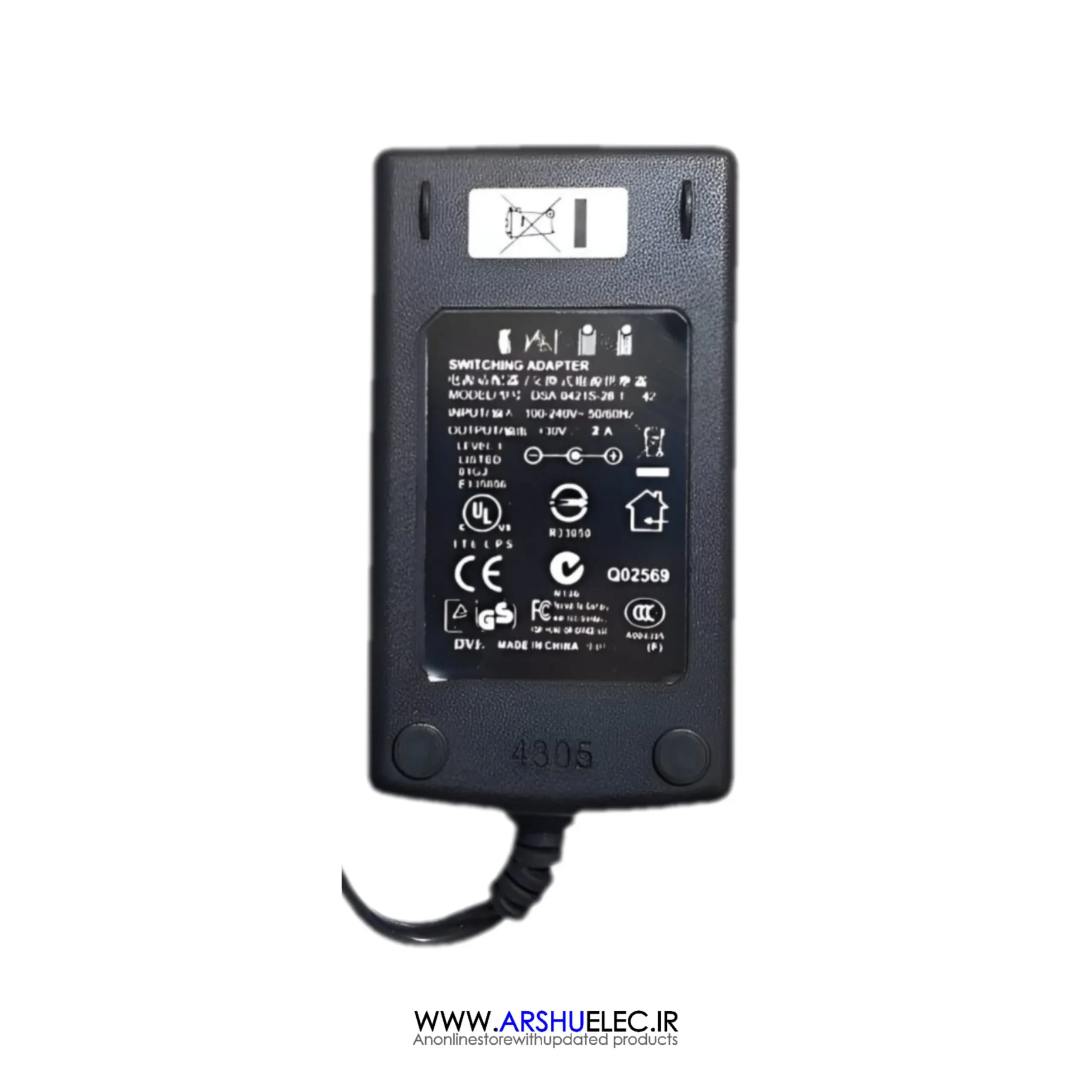 آداپتور 30 ولت 2 آمپر بین‌راهی | 30V 2A adapter