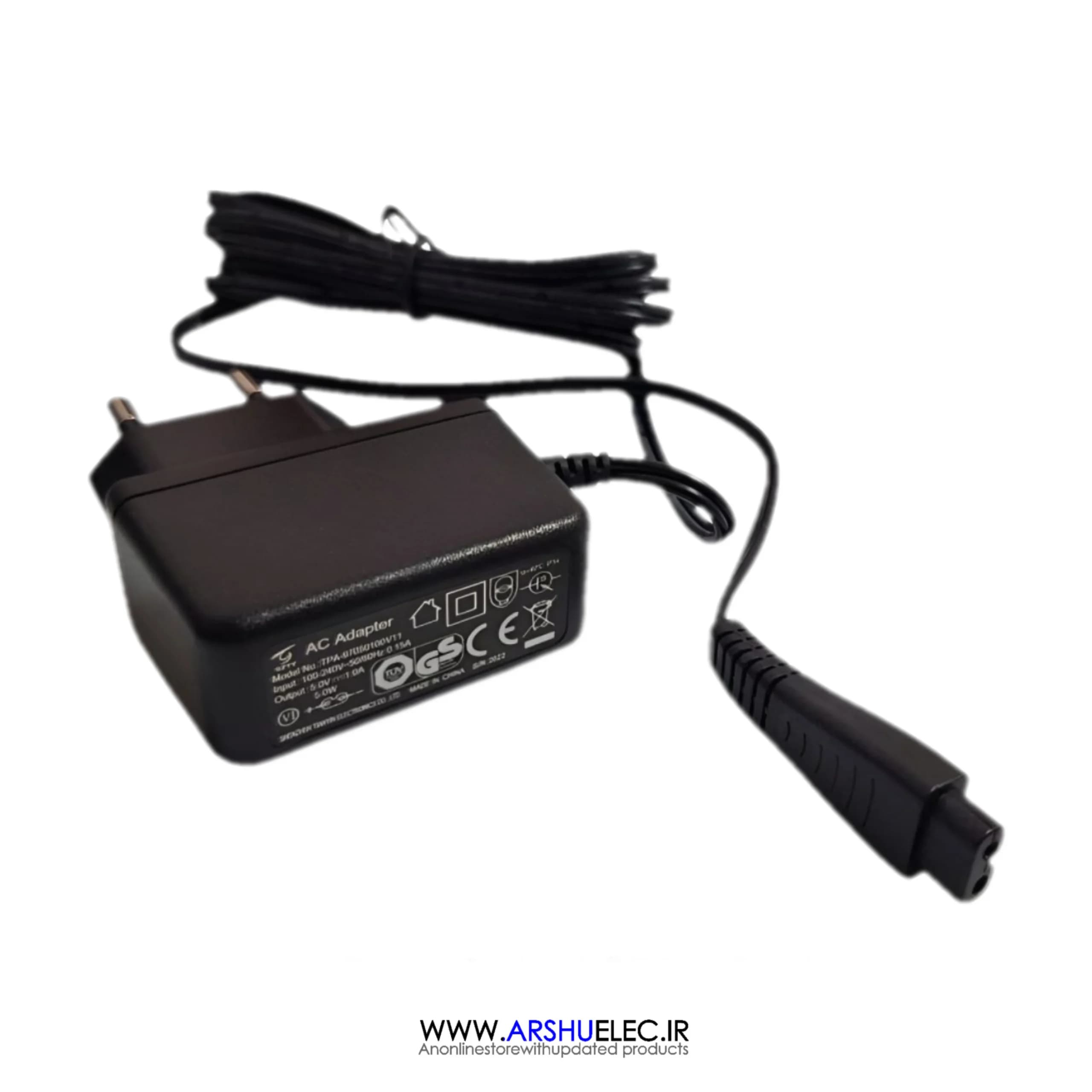 آداپتور 5 ولت 1 آمپر ریش‌تراش | مناسب انواع ماشین اصلاح شارژی | 5V 1A Shaver Adapter