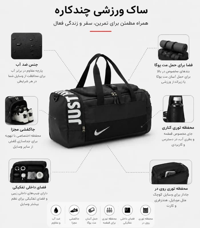 ساک ورزشی تفکیکی نایک مت یوگا جاکفشی دار — تصویر ۲