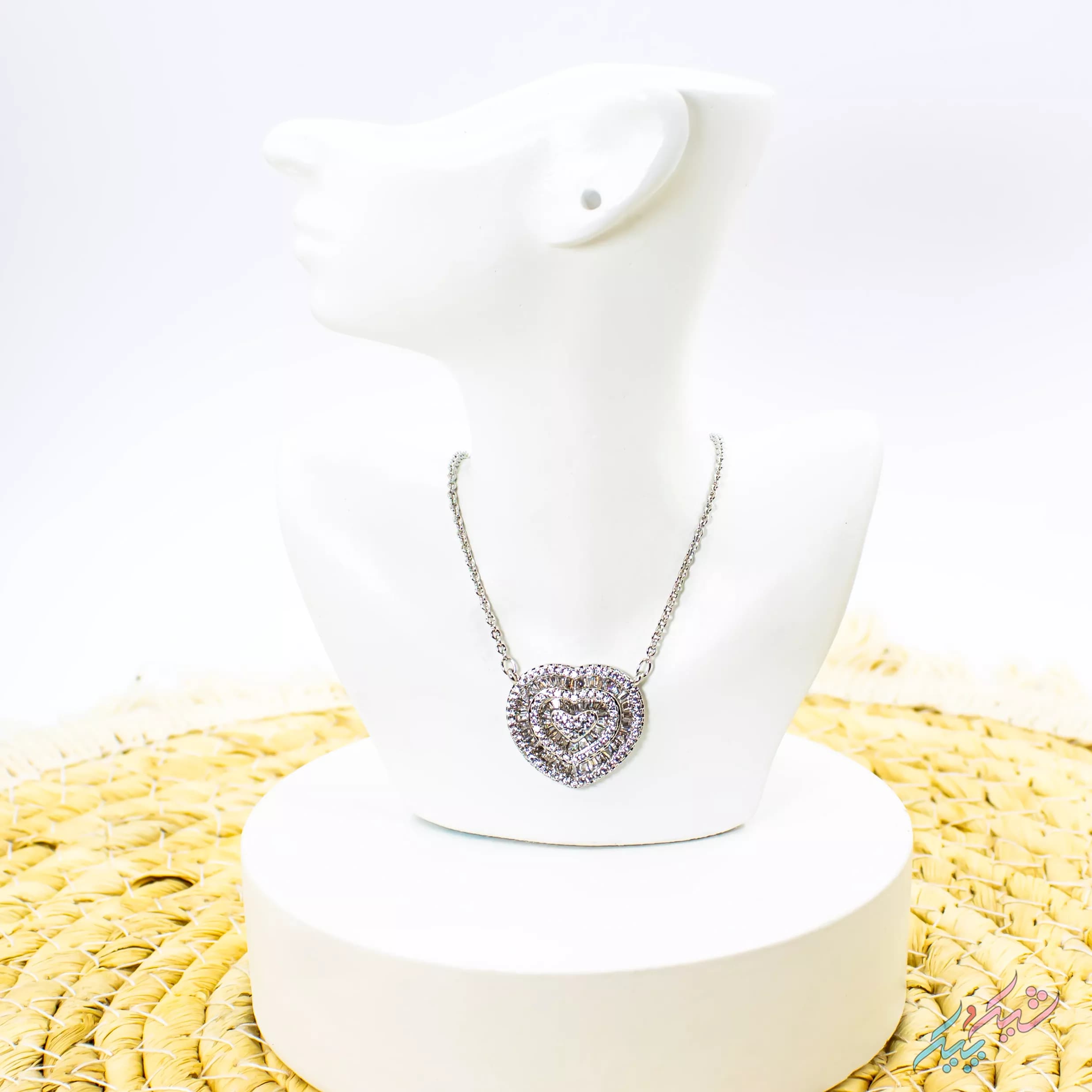 گردنبند زنانه CM Jewelry طرح قلب ۳ لایه فول نگین