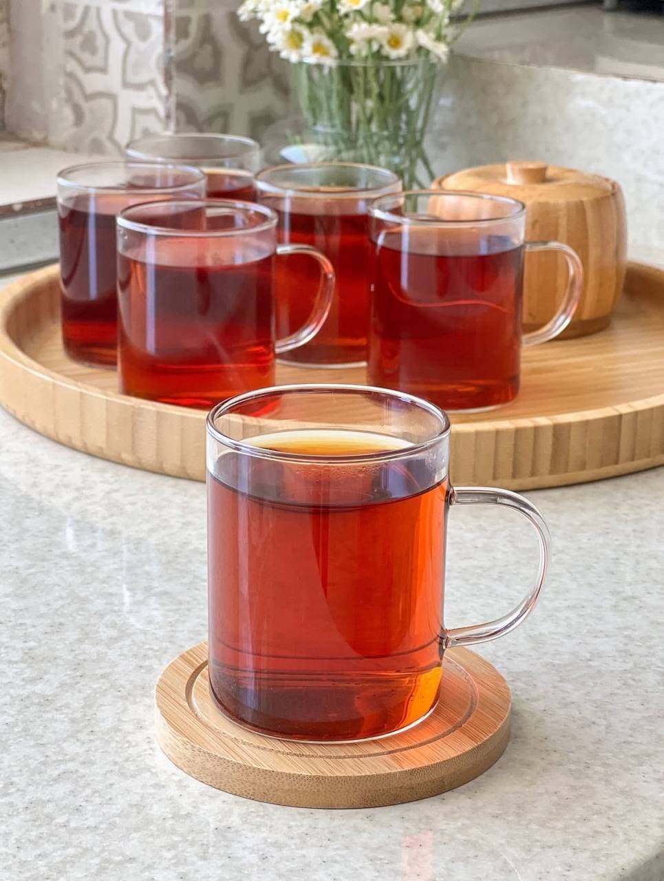 لیوان شش‌تایی پیرکس مدل دسته مربعی برند Pashahome کد ۱۰۱۸۰۱۰۷ — تصویر ۲