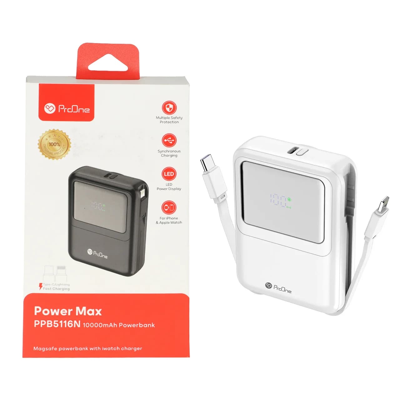 پاوربانک وایرلس و فست شارژ ProOne 10000mAh مدل PPB5116N Power Max 22.5W – سفید — تصویر ۲