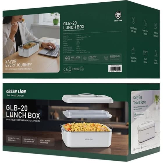 ظرف غذای هوشمند گرین لاین لانچ باکس شارژی مدل Green Lion GLB-20 LUNCH BOX Portable Food Warmer 1L — تصویر ۴