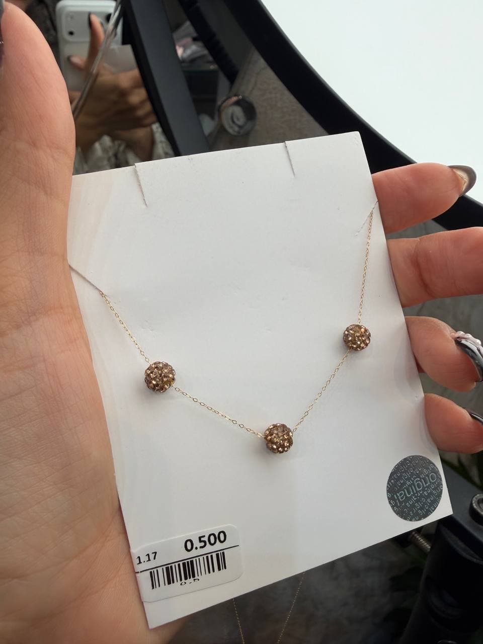 گردنبند سواروسکی ۳ گوی مسی