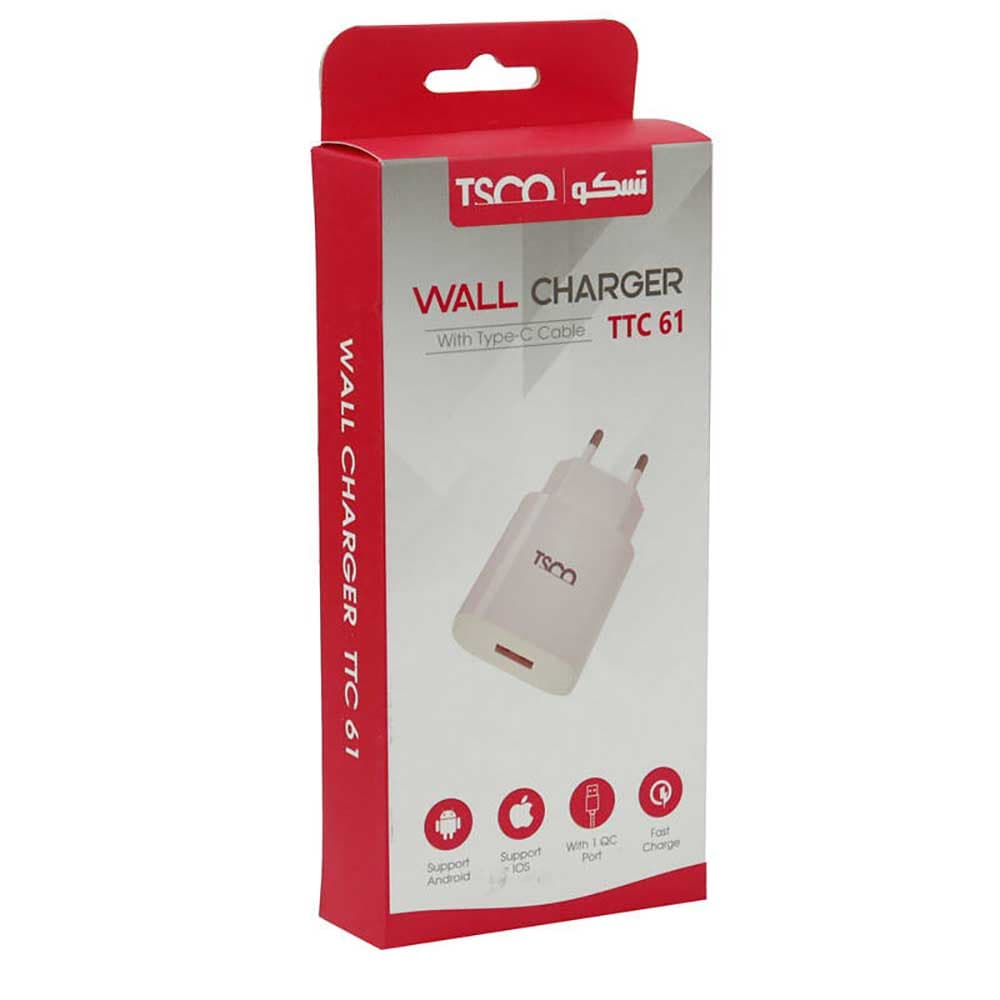 شارژر دیواری تسکو مدل Tsco TTC 61 به همراه کابل تبدیل USB-C — تصویر ۴