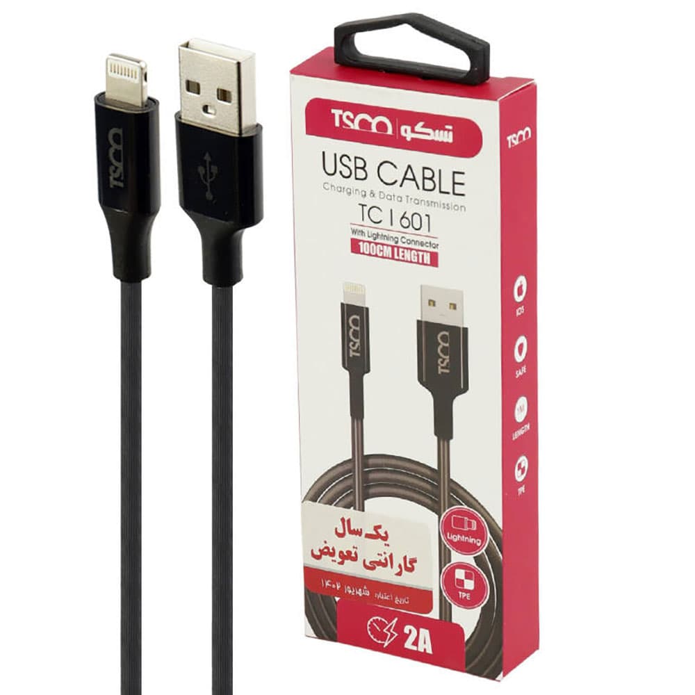 کابل آیفون (لایتنینگ) تسکو مدل TSCO TC I601 طول 1 متر — تصویر ۲