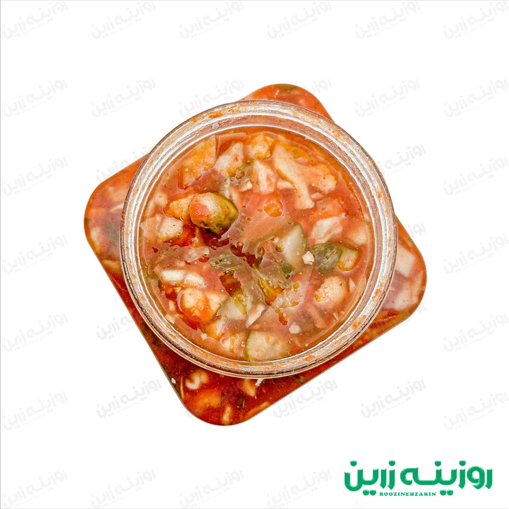 ترشی سالاد خانگی | رنگ قرمز طبیعی با طعم ترش و تندی ملایم از سبزیجات تازه — تصویر ۲