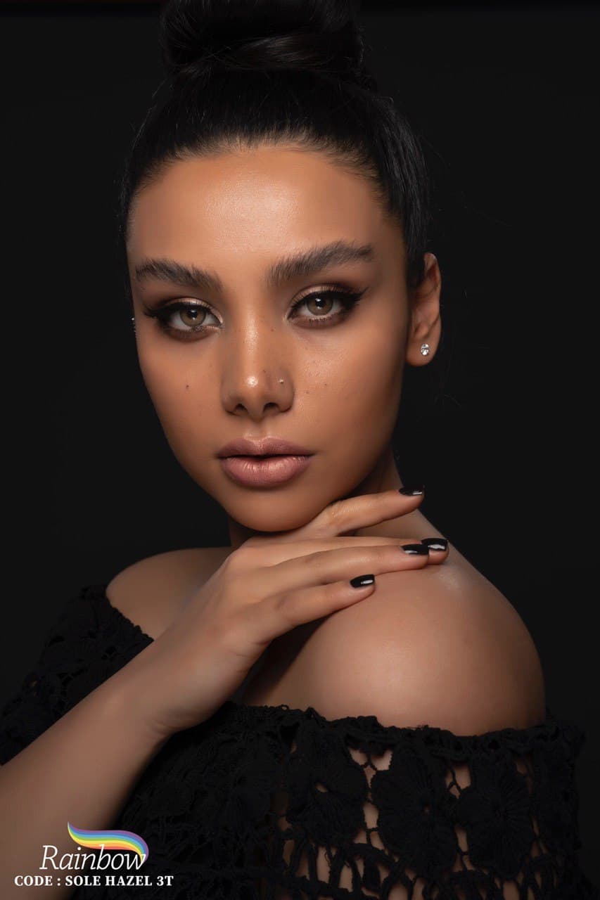 لنز طبی رنگی قهوه ای عسلی Sole Hazel رینبو — تصویر ۵