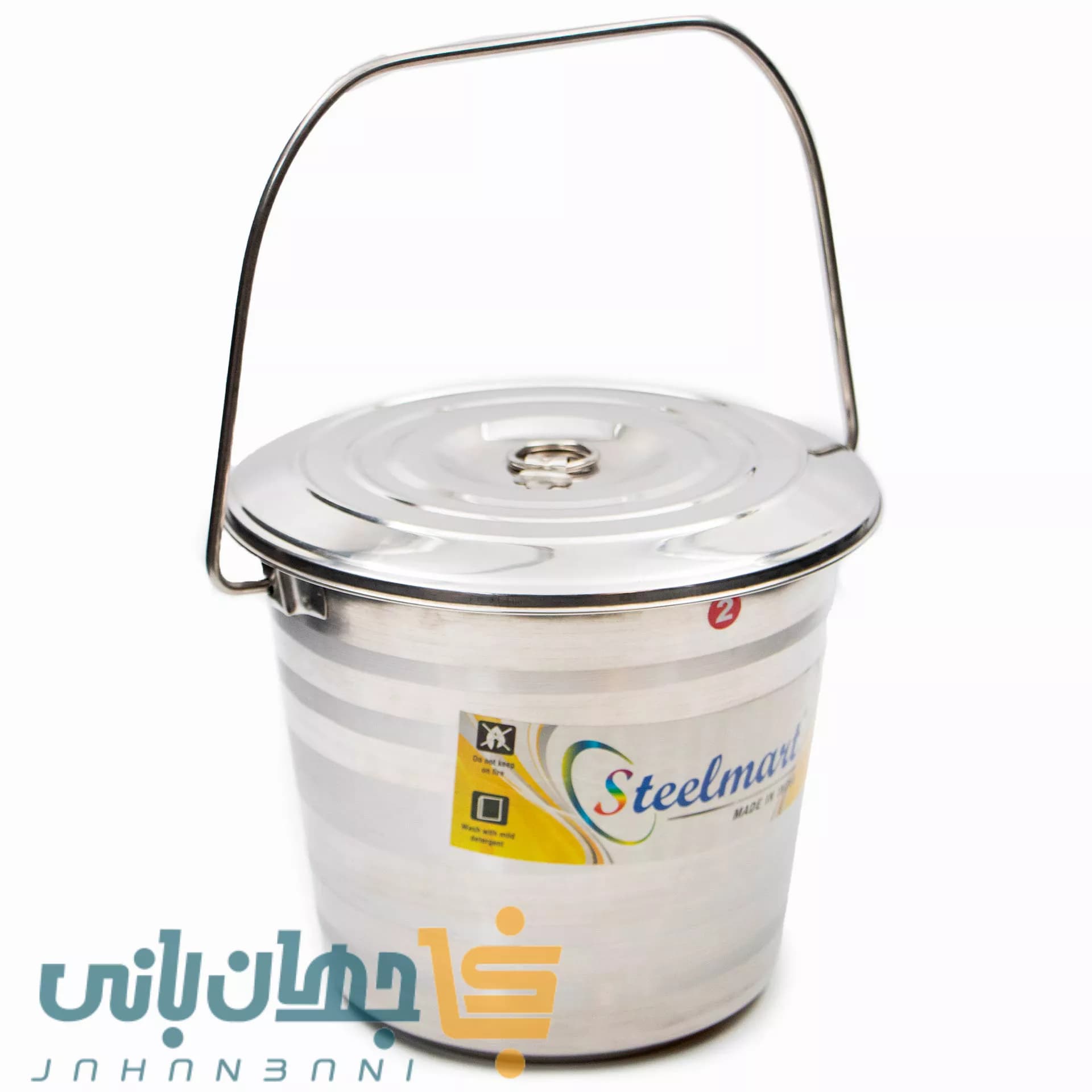 سطل استیل با درب در 4 سایز برند استیل مارت — تصویر ۳