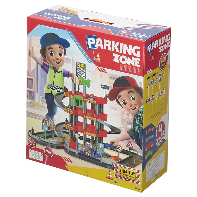 ست اسباب بازی پارکینگ ۴ طبقه زیبا تویز مدل Parking Zone همراه با ۴ ماشین و علائم راهنمایی
