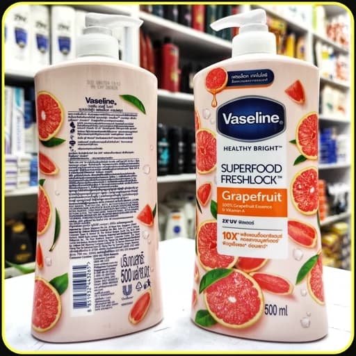 لوسیون بدن وازلین Healthy Bright Superfood Freshlock Grapefruit حجم 500 میلی‌لیتر | Vaseline Healthy Bright Superfood Freshlock Grapefruit Body Lotion