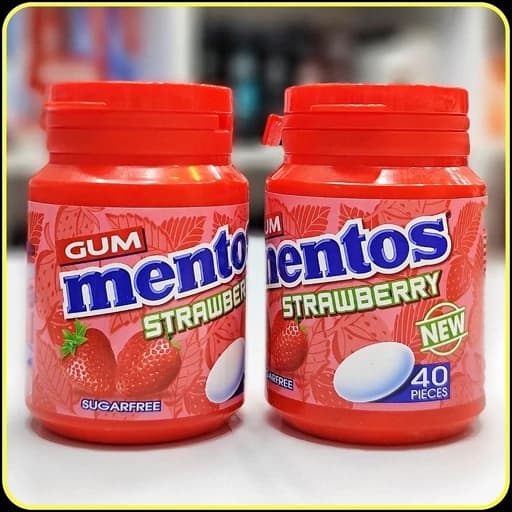 آدامس منتوس طعم توت فرنگی بدون قند mentos — تصویر ۲
