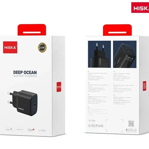 شارژر دیواری هیسکا مدل HISKA H127EU توان ۲۵ وات — تصویر ۳