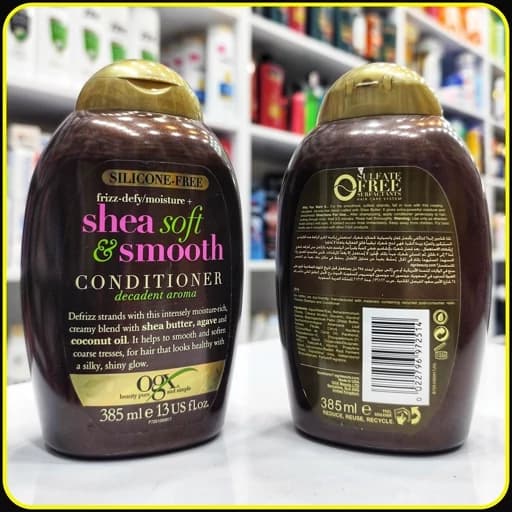 نرمکننده مو OGX Shea Soft & Smooth Conditioner ؛ نرمکننده شیباتر و روغن نارگیل بدون سیلیکون، حجم 385 میلیلیتر