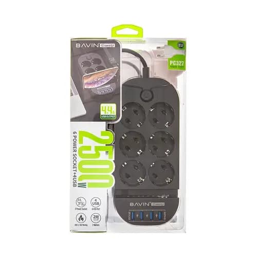 چند راهی برق و شارژر باوین Bavin PC327 با 4 پورت — تصویر ۲