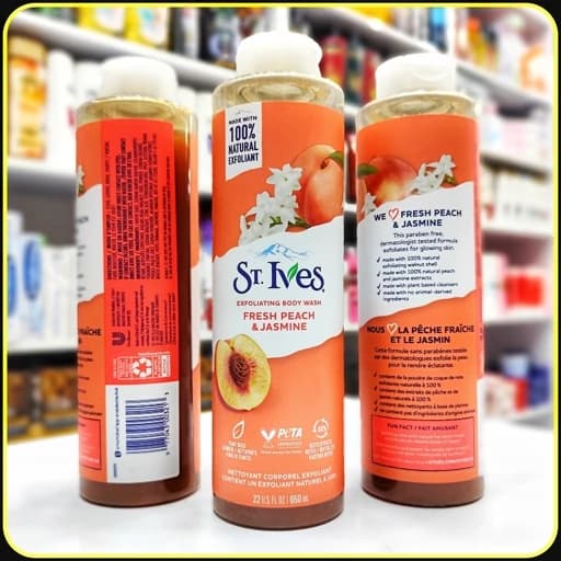 شامپو بدن لایه بردار سنت ایوز هلو و یاس ۶۵۰ میلی‌لیتر | St. Ives Fresh Peach & Jasmine Exfoliating Body Wash