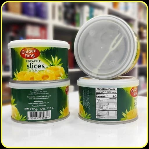 کمپوت آناناس اسلایس در شربت سبک گلدن رینگ ۲۲۷ گرم | Golden Ring Pineapple Slices in Light Syrup